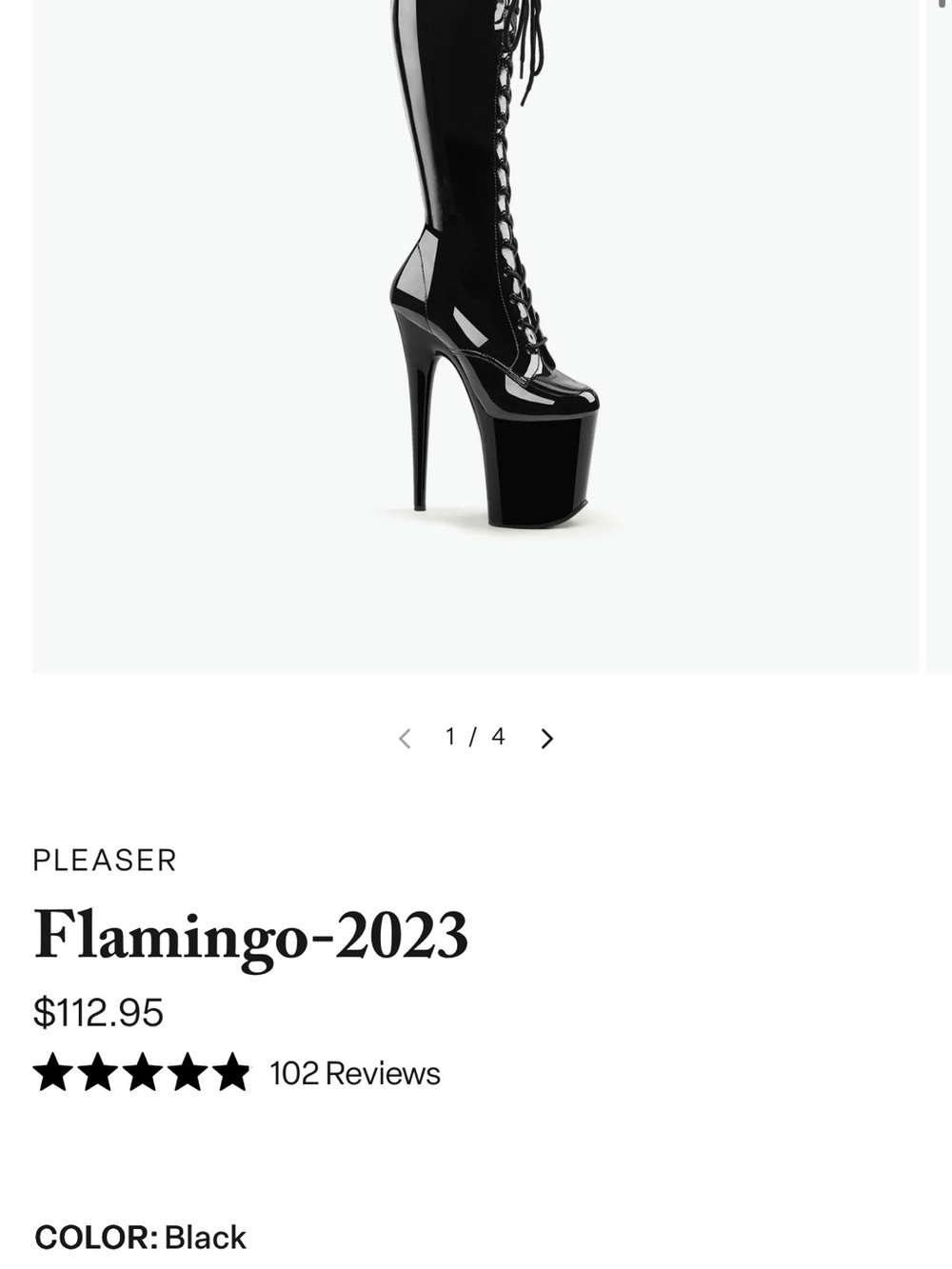 Pleaser Black Patent Platform Lace-Up Thigh-High Boot